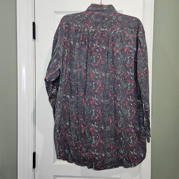 Green Mountain Dry‎ Goods Men's Large Paisley Print Button Down Shirt VTG - Picture 6 of 6
